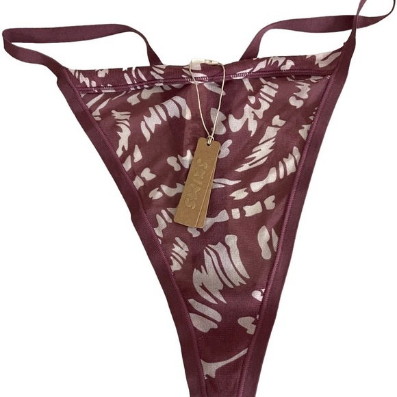 SKIMS Other - SKIMS SUMMER MESH Logo Pantie Raspberry Swirl Underwear Sz 3x Sexy Stretch